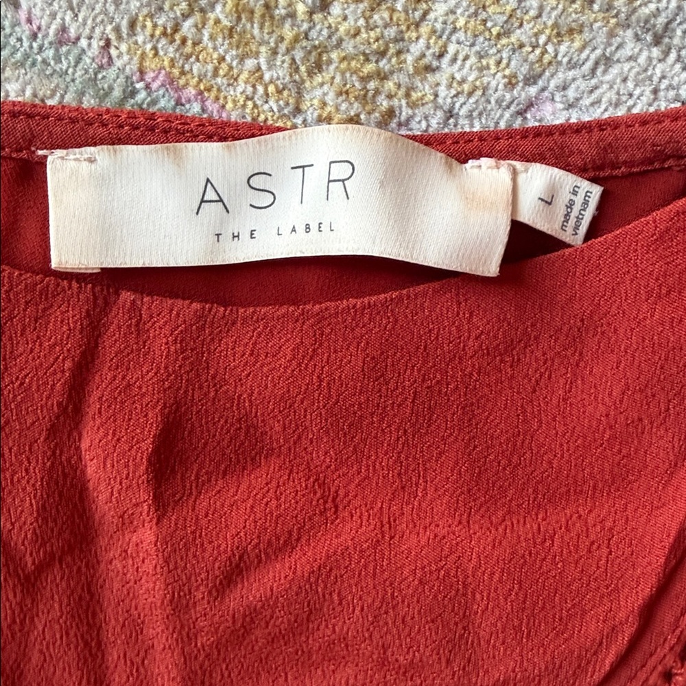 Rustyorange ASTR the Label long-sleeve shift dress crochet & embroidery large - Picture 7 of 7